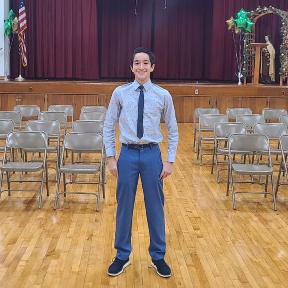 TOMMY HILFIGER | Blue | STRIPED SHIRT WITH TIE - Picture 14 of 14